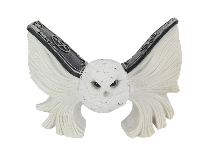 Mystical Flying White Owl with Spell Book Wings